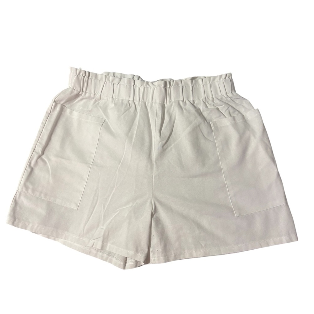 High-Rise Elastic Waist White Women’s Shorts